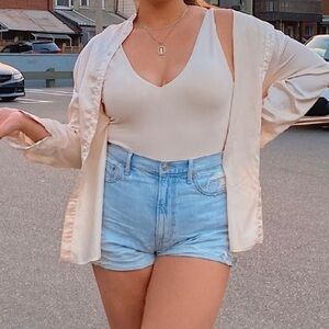 Aritzia Babaton Vanilla V-Neck Bodysuit